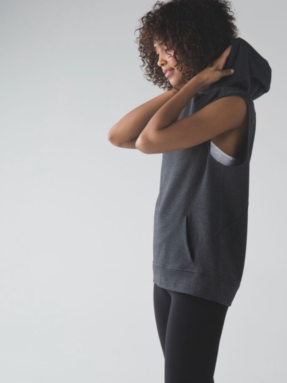 Lululemon Blissed Out Sleeveless Hoodie Heathered Black 4
